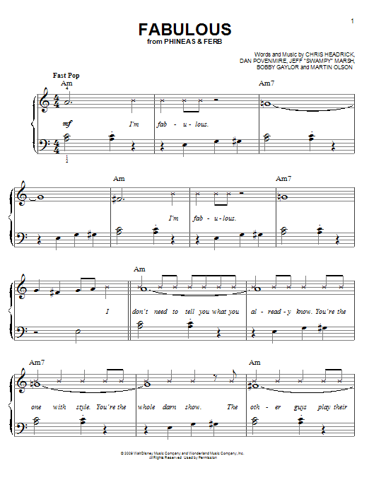 Danny Jacob Fabulous sheet music notes and chords arranged for Easy Piano