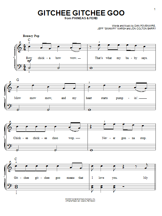 Danny Jacob Gitchee Gitchee Goo sheet music notes and chords arranged for Easy Piano