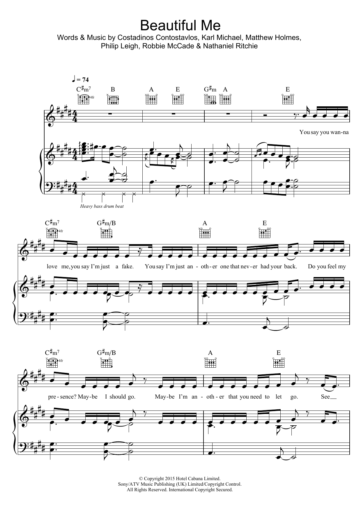 Dappy Beautiful Me sheet music notes and chords arranged for Piano, Vocal & Guitar Chords