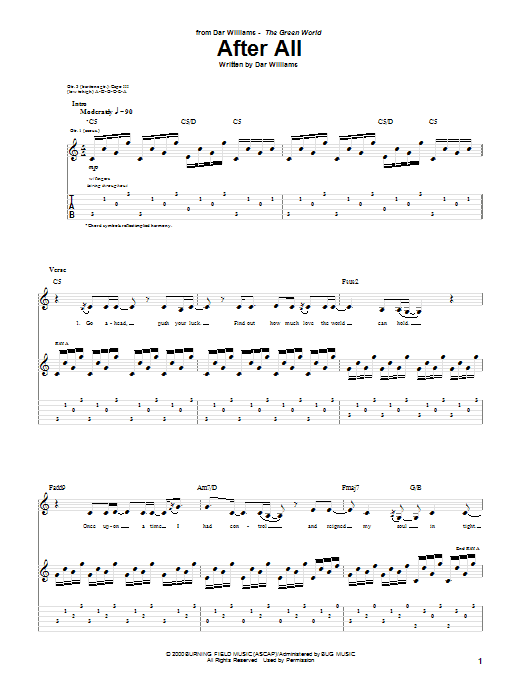 Dar Williams After All sheet music notes and chords arranged for Guitar Tab