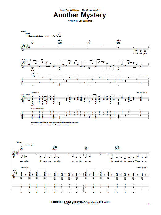 Dar Williams Another Mystery sheet music notes and chords arranged for Guitar Tab