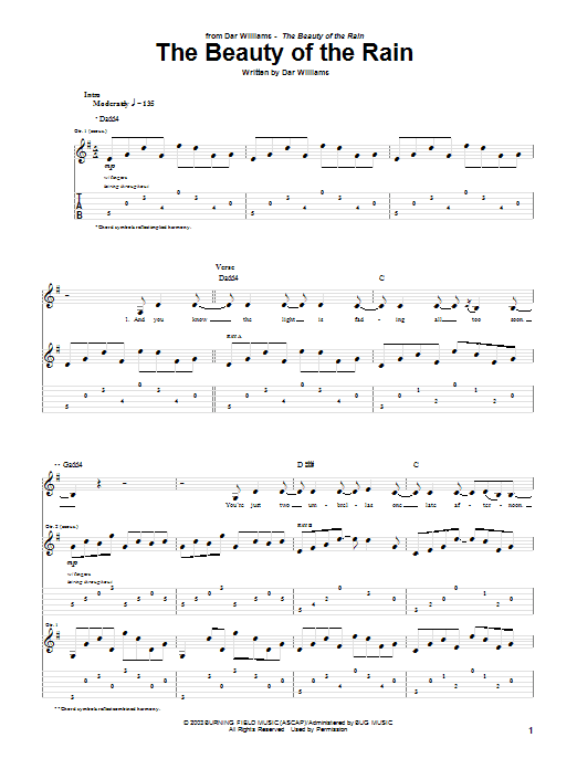 Dar Williams The Beauty Of The Rain sheet music notes and chords arranged for Guitar Tab