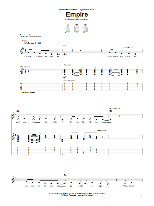 Dar Williams The Empire sheet music notes and chords arranged for Guitar Tab