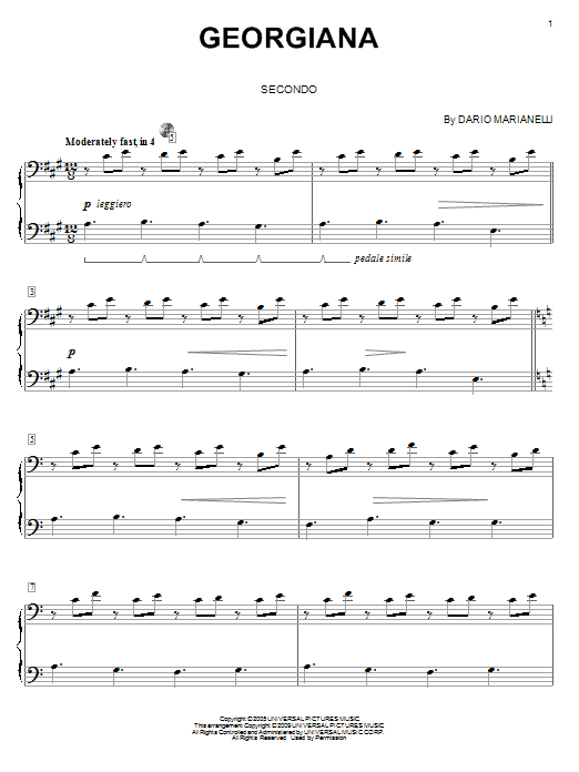 Dario Marianelli Georgiana (from Pride And Prejudice) (arr. Carol Klose) sheet music notes and chords arranged for Piano Duet