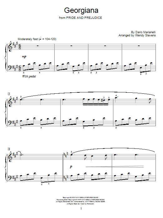 Dario Marianelli Georgiana (from Pride And Prejudice) (arr. Wendy Stevens) sheet music notes and chords arranged for Educational Piano