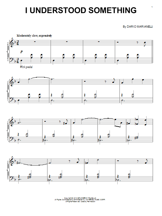 Dario Marianelli I Understood Something sheet music notes and chords arranged for Piano Solo