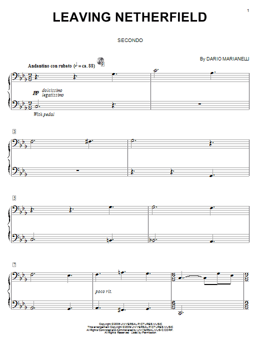 Dario Marianelli Leaving Netherfield (from Pride And Prejudice) (arr. Carol Klose) sheet music notes and chords arranged for Piano Duet