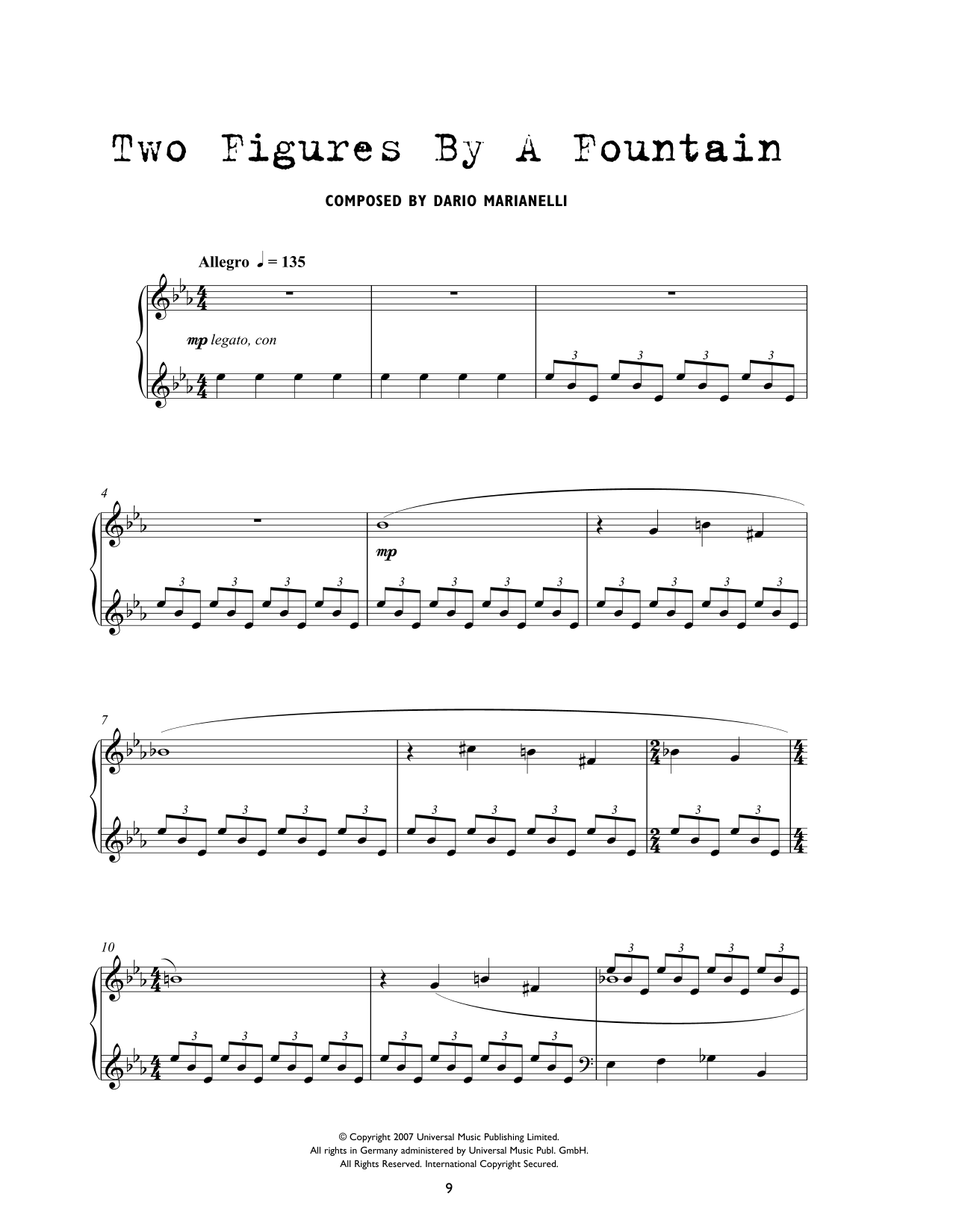 Dario Marianelli Two Figures By A Fountain (from Atonement) sheet music notes and chords arranged for Piano Solo
