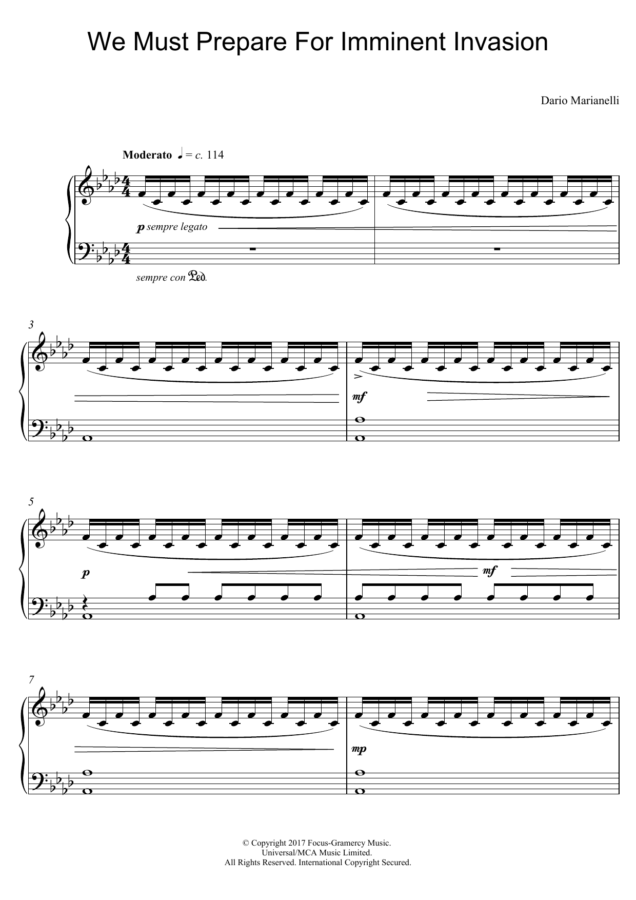 Dario Marianelli We Must Prepare For Imminent Invasion (from Darkest Hour) sheet music notes and chords arranged for Piano Solo