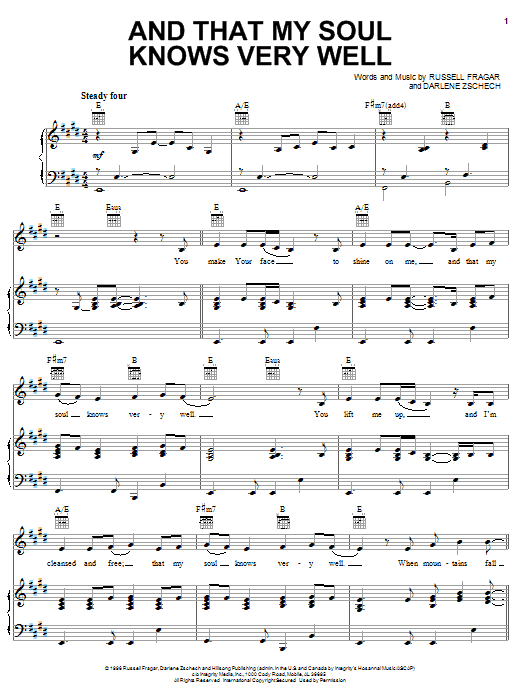 Darlene Zschech And That My Soul Knows Very Well sheet music notes and chords arranged for Piano, Vocal & Guitar Chords (Right-Hand Melody)
