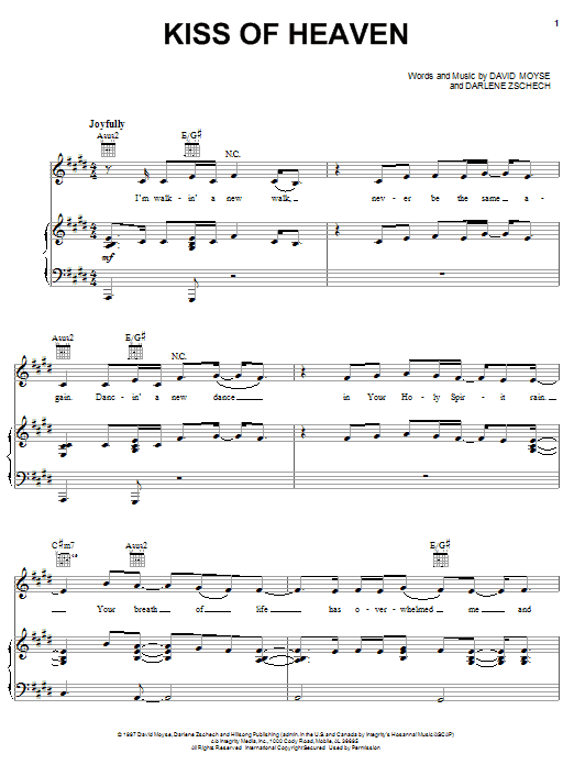 Darlene Zschech Kiss Of Heaven sheet music notes and chords arranged for Piano, Vocal & Guitar Chords (Right-Hand Melody)