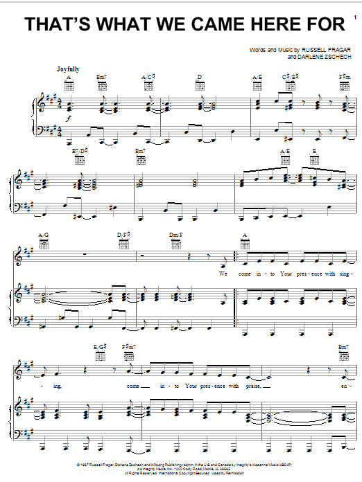 Darlene Zschech That's What We Came Here For sheet music notes and chords arranged for Piano, Vocal & Guitar Chords (Right-Hand Melody)
