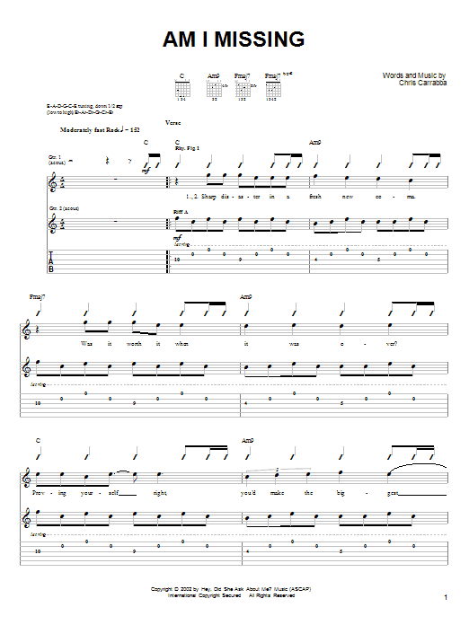 Dashboard Confessional Am I Missing sheet music notes and chords arranged for Guitar Tab