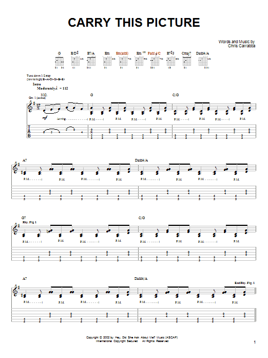 Dashboard Confessional Carry This Picture sheet music notes and chords arranged for Guitar Tab