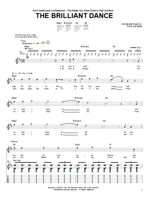 Dashboard Confessional The Brilliant Dance sheet music notes and chords arranged for Guitar Tab