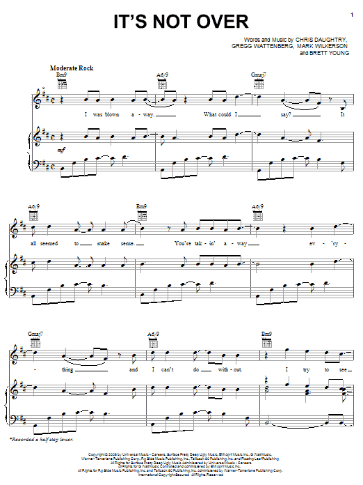 Daughtry It's Not Over sheet music notes and chords arranged for Easy Guitar Tab