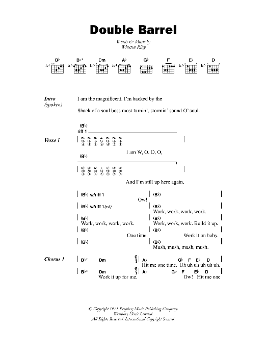 Dave & Ansell Collins Double Barrel sheet music notes and chords arranged for Guitar Chords/Lyrics