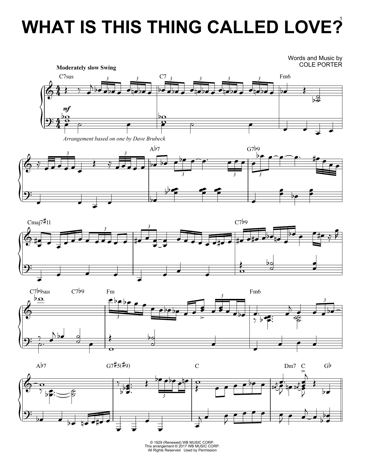 Dave Brubeck What Is This Thing Called Love? sheet music notes and chords arranged for Piano Solo