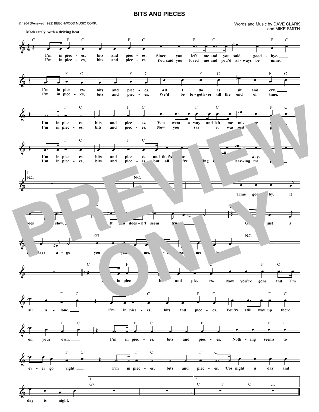 Dave Clark Five Bits And Pieces sheet music notes and chords arranged for Lead Sheet / Fake Book