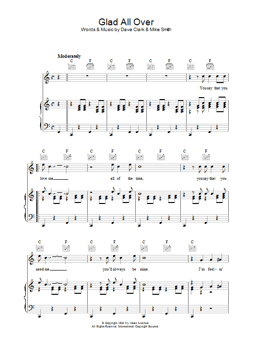 Dave Clark Five Glad All Over sheet music notes and chords arranged for Guitar Tab