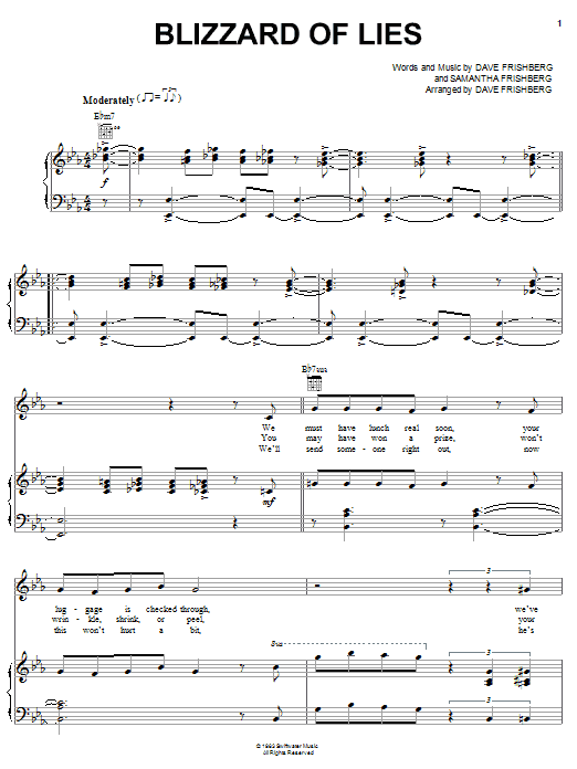 Dave Frishberg Blizzard Of Lies sheet music notes and chords arranged for Piano, Vocal & Guitar Chords (Right-Hand Melody)