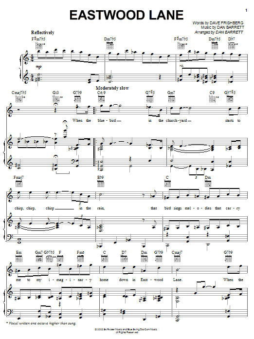 Dave Frishberg Eastwood Lane sheet music notes and chords arranged for Piano, Vocal & Guitar Chords (Right-Hand Melody)