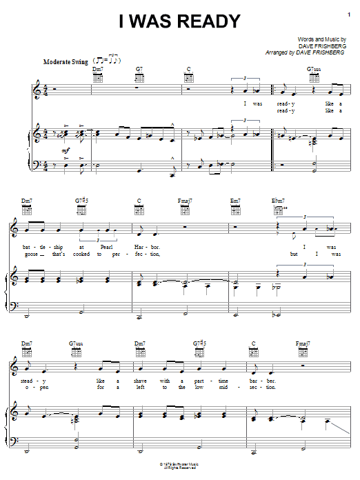 Dave Frishberg I Was Ready sheet music notes and chords arranged for Piano, Vocal & Guitar Chords (Right-Hand Melody)
