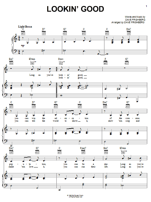 Dave Frishberg Lookin' Good sheet music notes and chords arranged for Piano, Vocal & Guitar Chords (Right-Hand Melody)