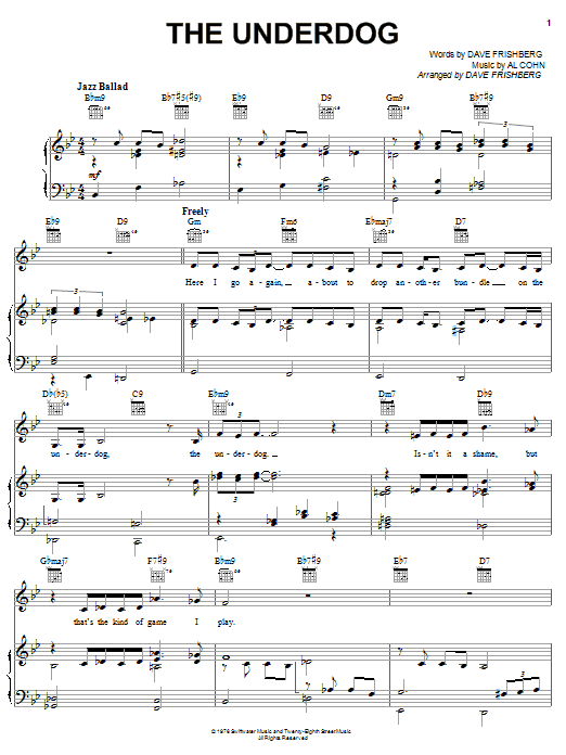 Dave Frishberg The Underdog sheet music notes and chords arranged for Piano, Vocal & Guitar Chords (Right-Hand Melody)