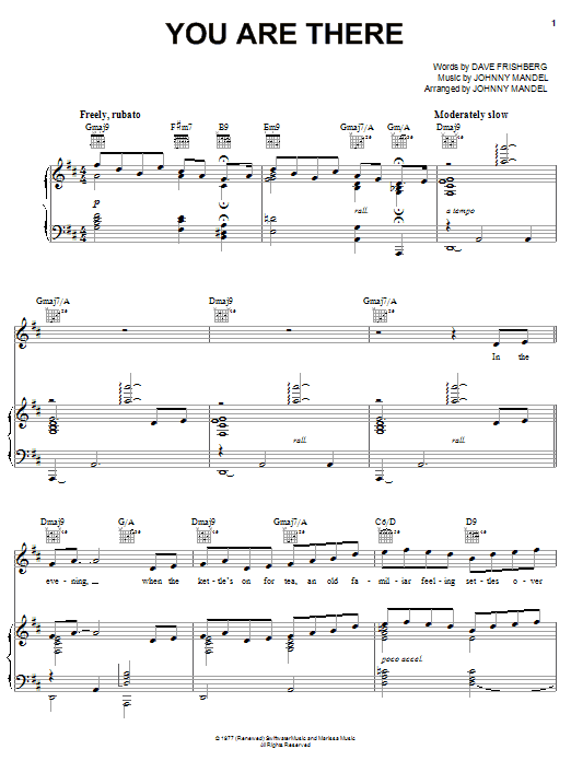 Dave Frishberg You Are There sheet music notes and chords arranged for Piano, Vocal & Guitar Chords (Right-Hand Melody)