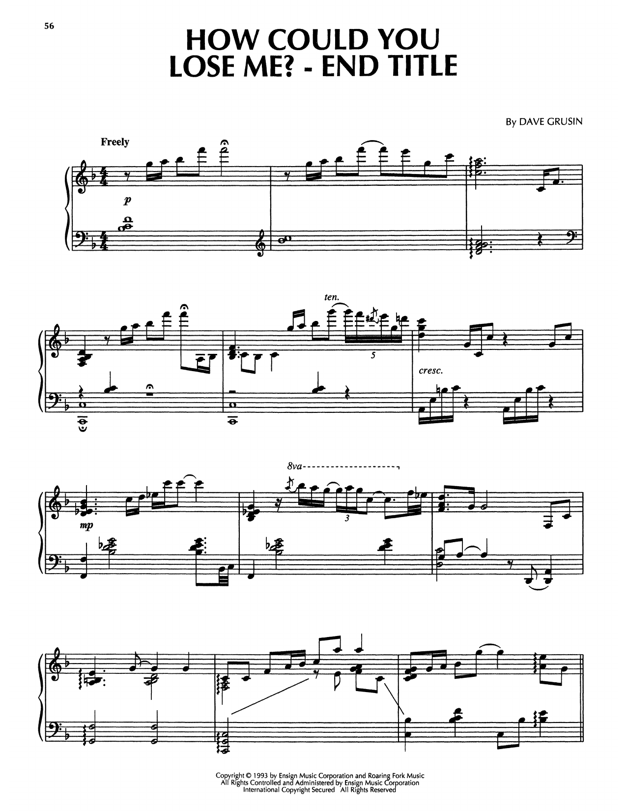 Dave Grusin How Could You Lose Me? - End Title (from The Firm) sheet music notes and chords arranged for Piano Solo