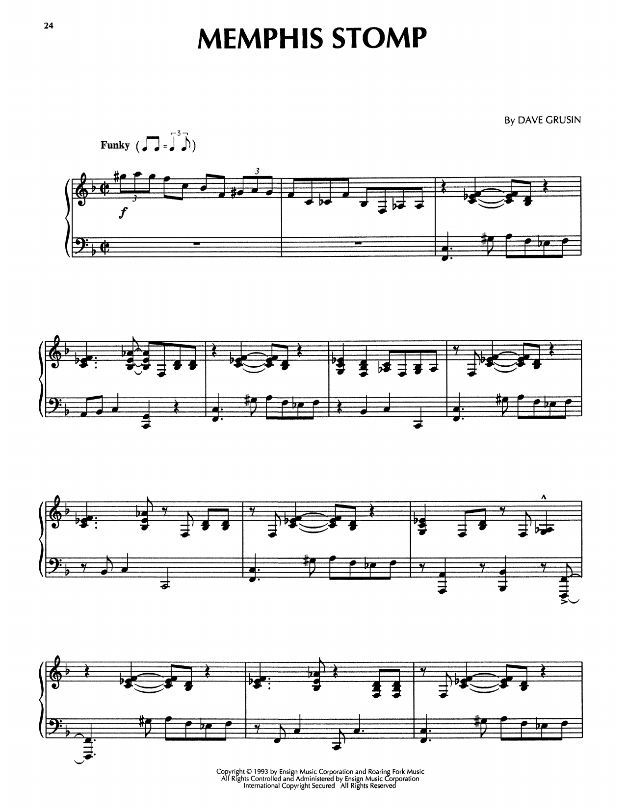 Dave Grusin Memphis Stomp (from The Firm) sheet music notes and chords arranged for Piano Solo
