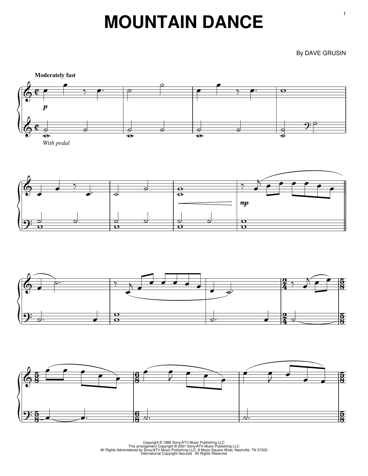 Dave Grusin Mountain Dance (arr. Larry Moore) sheet music notes and chords arranged for Piano Solo