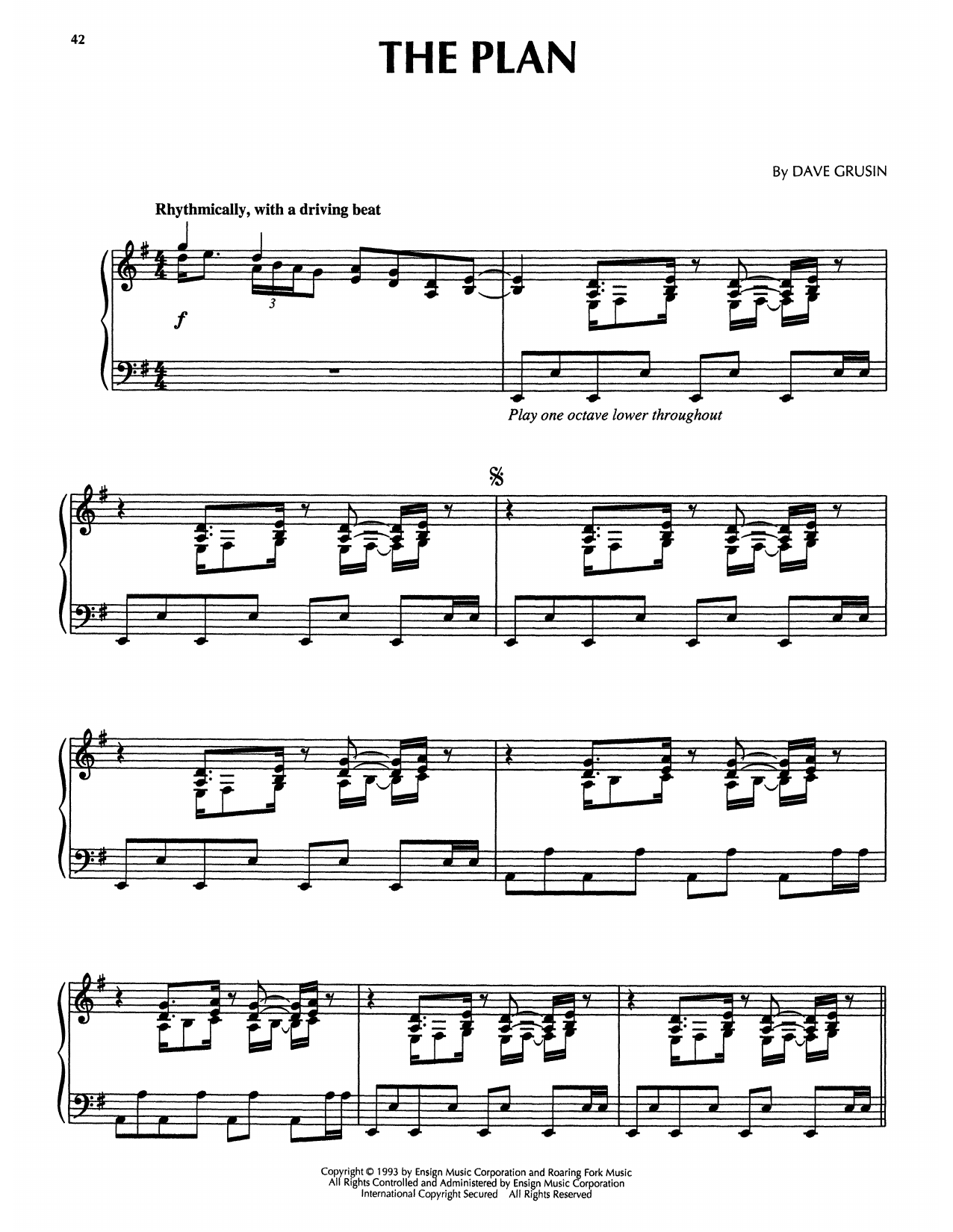 Dave Grusin The Plan (from The Firm) sheet music notes and chords arranged for Piano Solo