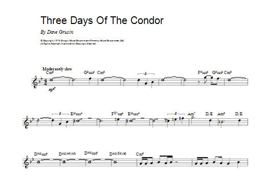 Dave Grusin Three Days Of The Condor sheet music notes and chords arranged for Lead Sheet / Fake Book