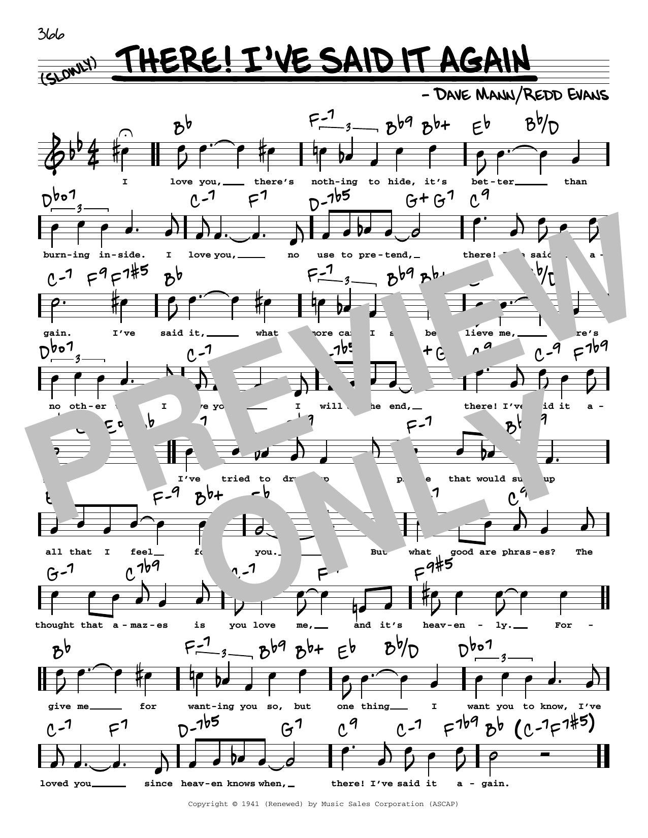 Dave Mann There! I've Said It Again (High Voice) sheet music notes and chords arranged for Real Book – Melody, Lyrics & Chords