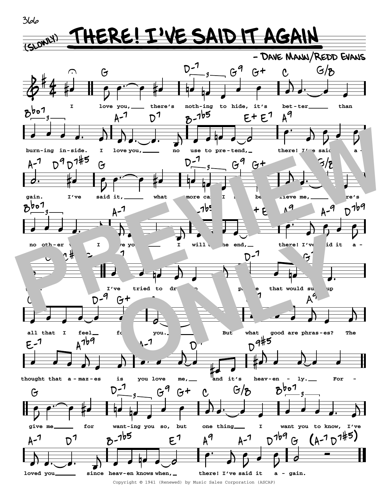 Dave Mann There! I've Said It Again (Low Voice) sheet music notes and chords arranged for Real Book – Melody, Lyrics & Chords