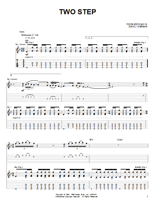 Dave Matthews & Tim Reynolds Two Step sheet music notes and chords arranged for Guitar Tab
