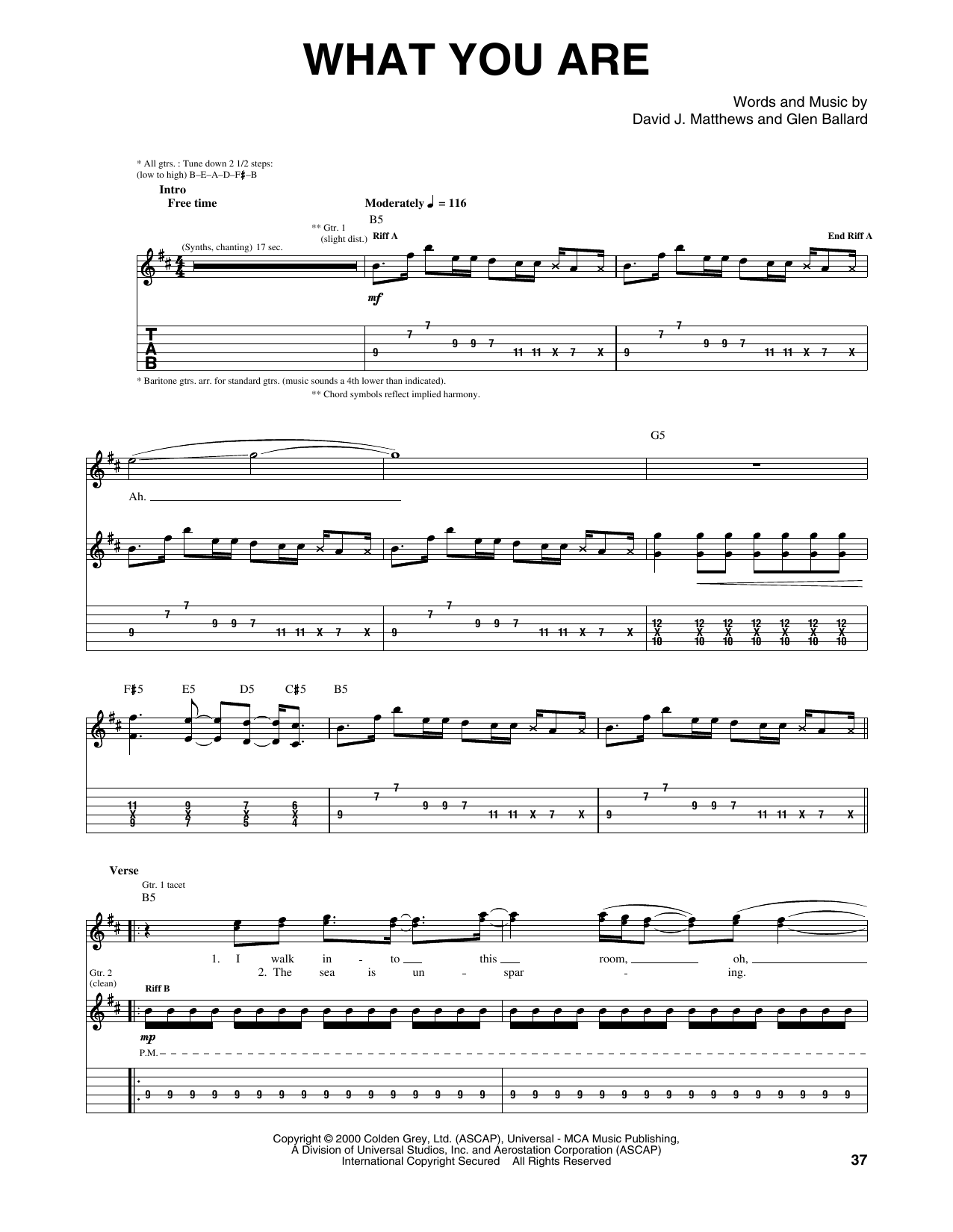 Dave Matthews Band What You Are sheet music notes and chords arranged for Guitar Tab