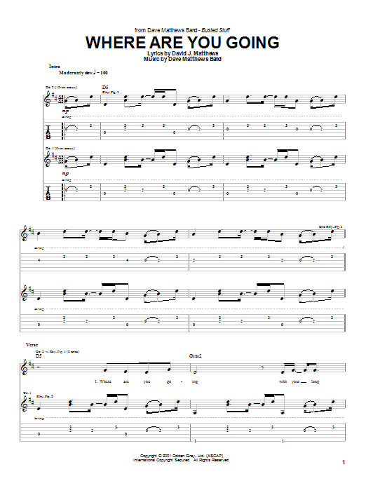 Dave Matthews Band Where Are You Going sheet music notes and chords arranged for Bass Guitar Tab
