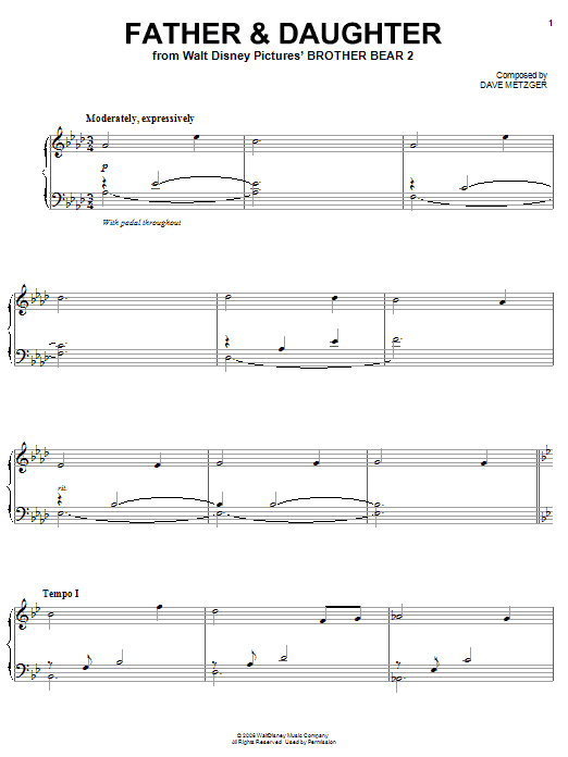 Dave Metzger Father & Daughter sheet music notes and chords arranged for Piano Solo