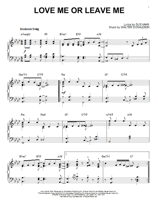 Dave Pell Love Me Or Leave Me [Jazz version] (arr. Brent Edstrom) sheet music notes and chords arranged for Piano Solo