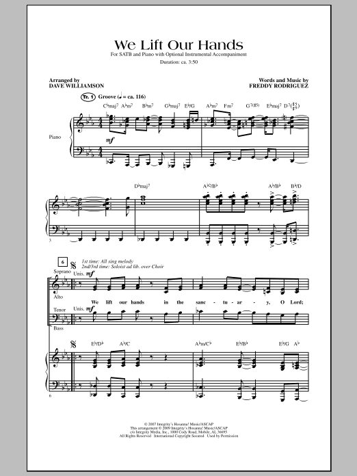 Dave Williamson We Lift Our Hands sheet music notes and chords arranged for SATB Choir