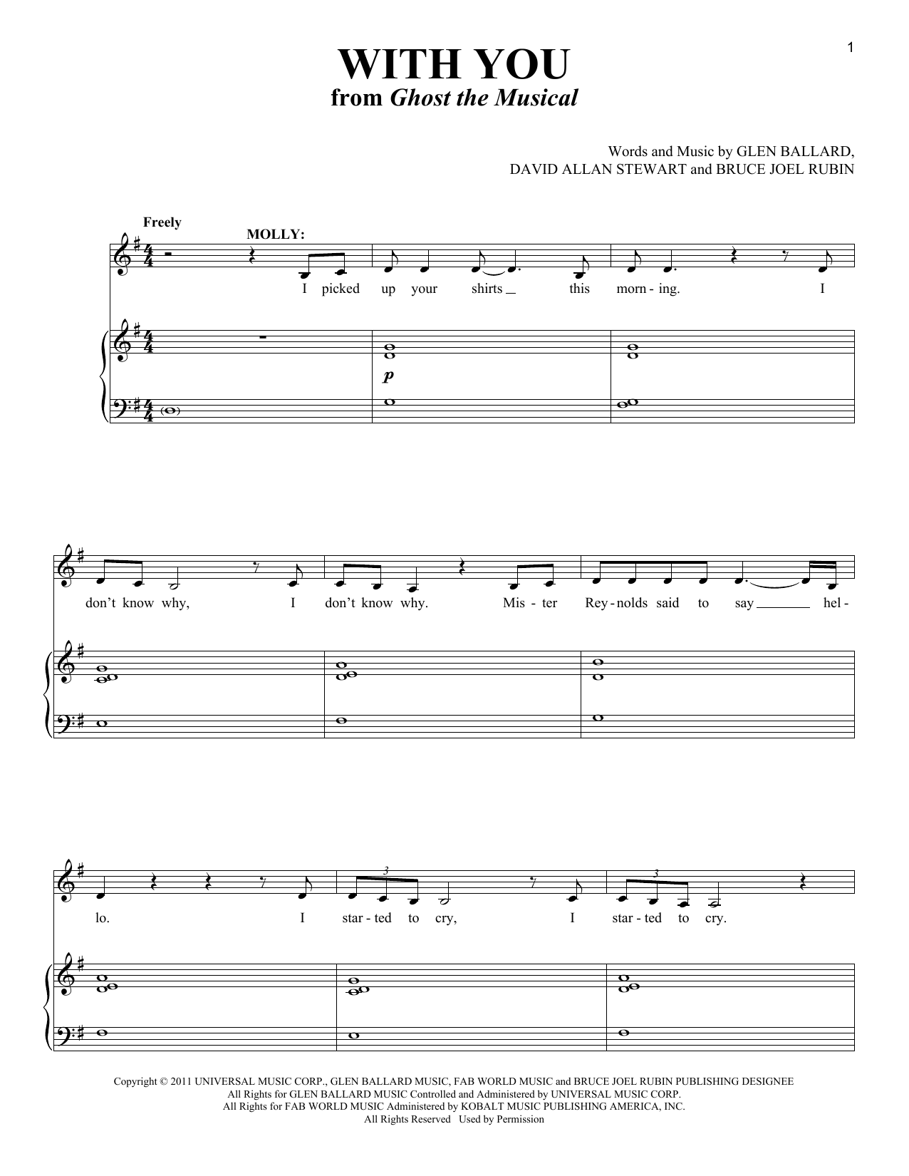 David Allan Stewart With You sheet music notes and chords arranged for Piano & Vocal