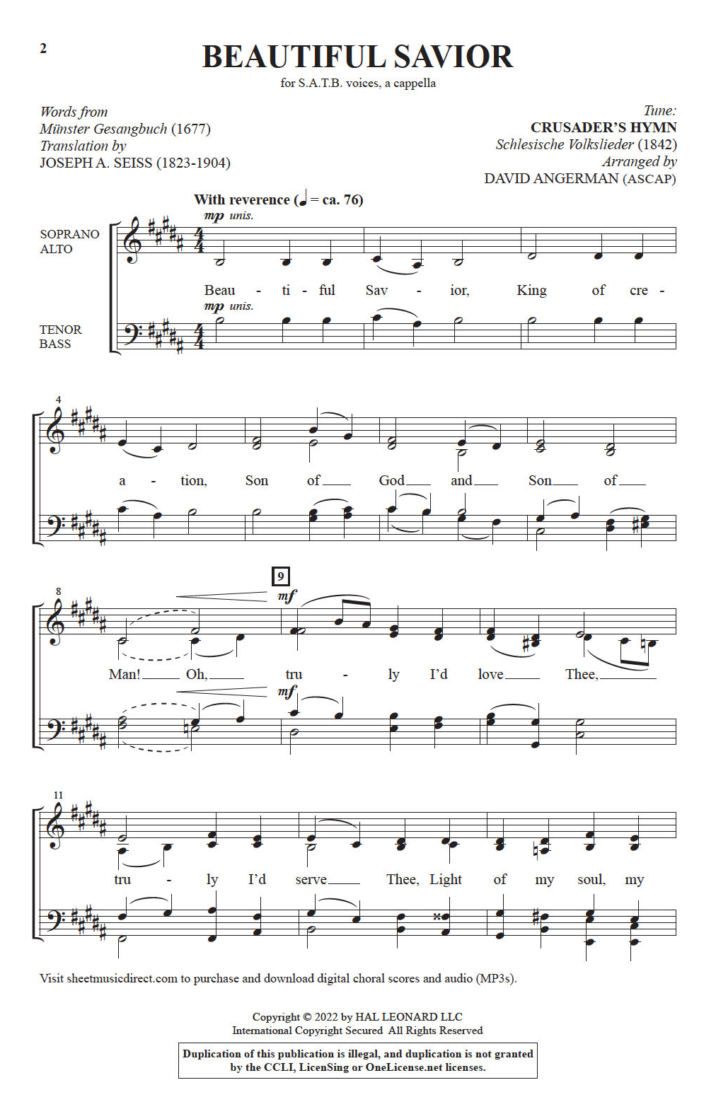 David Angerman Beautiful Savior sheet music notes and chords arranged for SATB Choir