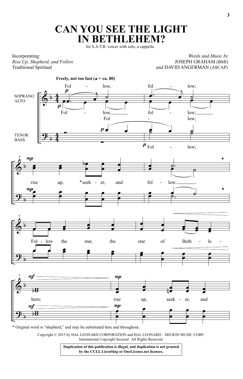 David Angerman Can You See The Light In Bethlehem? sheet music notes and chords arranged for SATB Choir