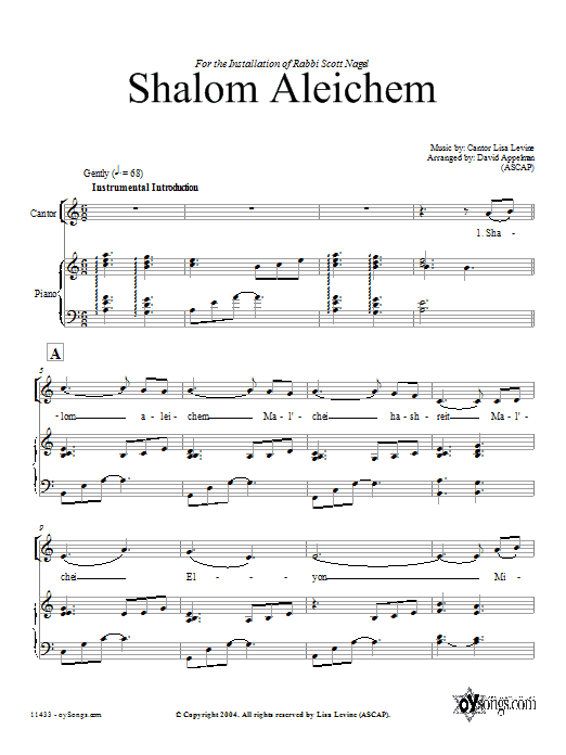 David Appelman Shalom Aleichem sheet music notes and chords arranged for SATB Choir
