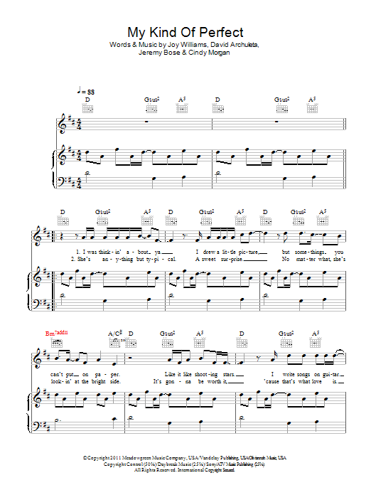 David Archuleta My Kind Of Perfect sheet music notes and chords arranged for Piano, Vocal & Guitar Chords