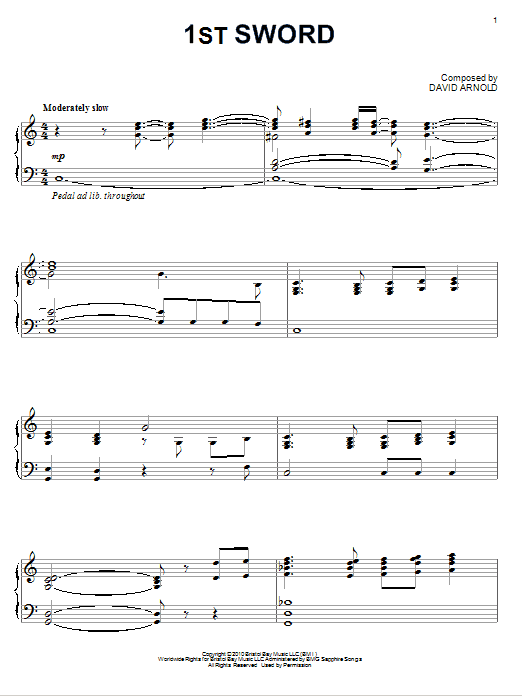 David Arnold 1st Sword sheet music notes and chords arranged for Piano Solo