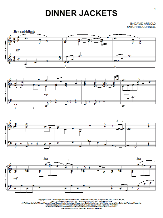 David Arnold Dinner Jackets sheet music notes and chords arranged for Piano Solo